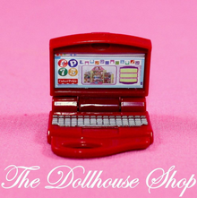 Fisher Price Loving Family Dollhouse Red PC Computer Doll Laptop Office Notebook-Toys & Hobbies:Preschool Toys & Pretend Play:Fisher-Price:1963-Now:Dollhouses-Fisher-Price-Dollhouse,Fisher Price,Kids Bedroom,Living Room,Loving Family,Office,Used-The Dollhouse Shop