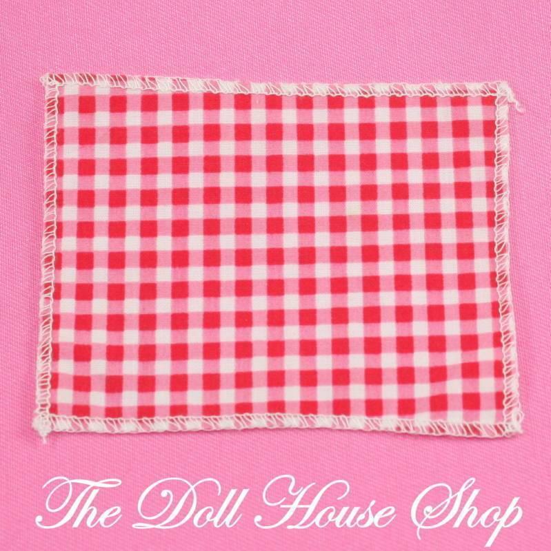 Fisher Price Loving Family Dollhouse Red White Doll Picnic Blanket Rug-Toys & Hobbies:Preschool Toys & Pretend Play:Fisher-Price:1963-Now:Dollhouses-Fisher-Price-Backyard Fun,Beach and Boat Sets,Blankets & Rugs,Dollhouse,Dream Dollhouse,Fisher Price,Loving Family,Outdoor Furniture,Used-The Dollhouse Shop