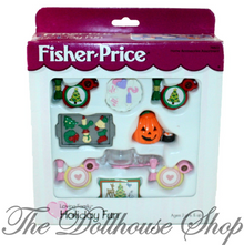 Fisher Price Loving Family Dollhouse Seasonal Holiday Fun Set New-Toys & Hobbies:Preschool Toys & Pretend Play:Fisher-Price:1963-Now:Dollhouses-Fisher-Price-Christmas,Dollhouse,Fisher Price,Food Accessories,Holidays & Seasonal,Loving Family,New,New Boxed Sets-Fisher Price Loving Family Dollhouse Seasonal Holiday Set Includes 2 Christmas Plates, valentine's cookie plate, Christmas cookies, pumpkin, 2 valentine's plates, punch bowl with cups, 2 Christmas placemats. Vintage New Boxed Set for Fisher Price Lovin