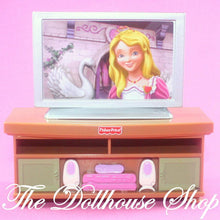 Fisher Price Loving Family Dollhouse TV Television Living Room-Toys & Hobbies:Preschool Toys & Pretend Play:Fisher-Price:1963-Now:Dollhouses-Fisher-Price-Dollhouse,Fisher Price,Living Room,Loving Family,television,Used-Fisher Price Loving Family Dollhouse TV with princess swan image, perfect for pretend play. Find it now at The Dollhouse Shop, safe for kids 3+.-The Dollhouse Shop
