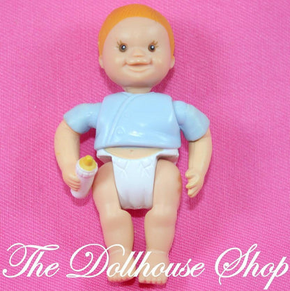 Fisher Price Loving Family Dollhouse Twin Time Blue Baby Boy Doll bottle-Toys & Hobbies:Preschool Toys & Pretend Play:Fisher-Price:1963-Now:Dollhouses-Fisher-Price-Baby,Blue,Boy Dolls,Dollhouse,Dolls,Fisher Price,Loving Family,Twins,Used-Fisher Price Loving Family Dollhouse Baby Boy doll with bottle, perfect for play. Find this 2 3/4" poseable doll at The Dollhouse Shop today!-The Dollhouse Shop