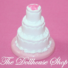 Fisher Price Loving Family Dollhouse White 3 Tier Wedding Cake Kitchen Food-Toys & Hobbies:Preschool Toys & Pretend Play:Fisher-Price:1963-Now:Dollhouses-Fisher-Price-Dollhouse,Fisher Price,Food Accessories,Loving Family,Used,Wedding Set,White-The Dollhouse Shop