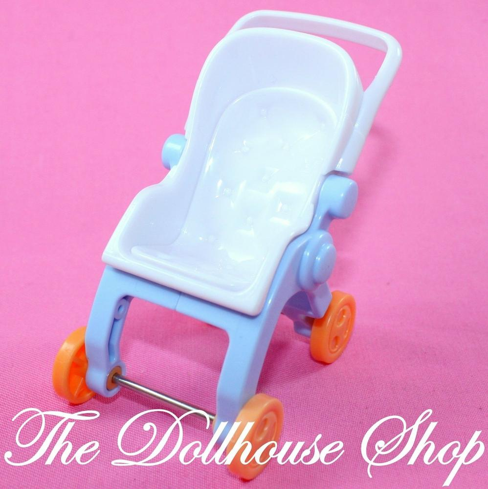 Fisher Price Loving Family Dollhouse White Baby Doll Pram Stroller Nursery-Toys & Hobbies:Preschool Toys & Pretend Play:Fisher-Price:1963-Now:Dollhouses-Fisher-Price-Baby,Dollhouse,Fisher Price,Loving Family,Nursery Room,Playroom,Used,White-The Dollhouse Shop