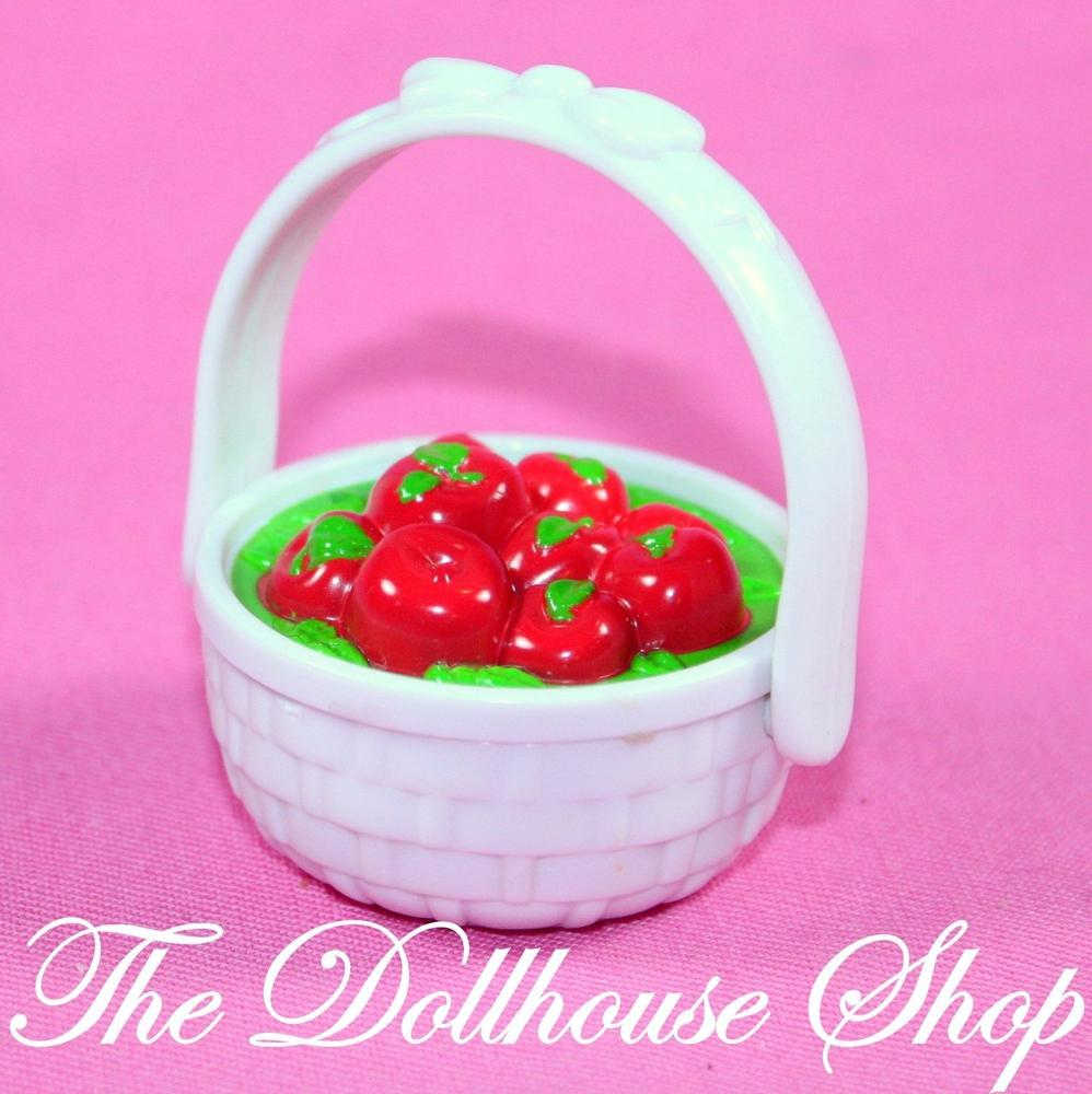 Fisher Price Loving Family Dollhouse White Basket of Apples Kitchen Food Horse-Toys & Hobbies:Preschool Toys & Pretend Play:Fisher-Price:1963-Now:Dollhouses-Fisher-Price-Animal & Pet Accessories,Dollhouse,Fisher Price,Food Accessories,Horses & Stables,Loving Family,Used-The Dollhouse Shop