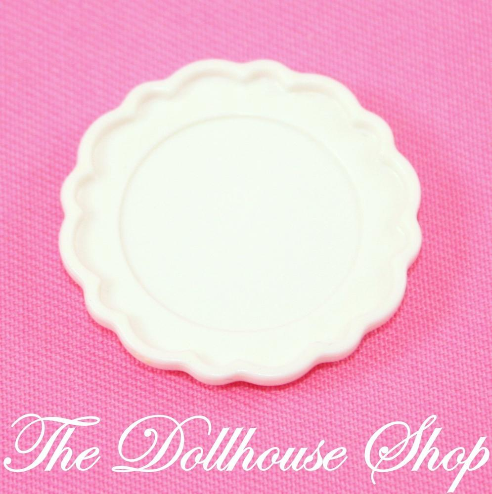 Fisher Price Loving Family Dollhouse White Dinner Plate Kitchen Food Dining-Toys & Hobbies:Preschool Toys & Pretend Play:Fisher-Price:1963-Now:Dollhouses-Fisher-Price-Dollhouse,Dream Dollhouse,Fisher Price,Food Accessories,Kitchen,Loving Family,Used-The Dollhouse Shop