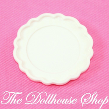 Fisher Price Loving Family Dollhouse White Dinner Plate Kitchen Food Dining-Toys & Hobbies:Preschool Toys & Pretend Play:Fisher-Price:1963-Now:Dollhouses-Fisher-Price-Dollhouse,Dream Dollhouse,Fisher Price,Food Accessories,Kitchen,Loving Family,Used-The Dollhouse Shop