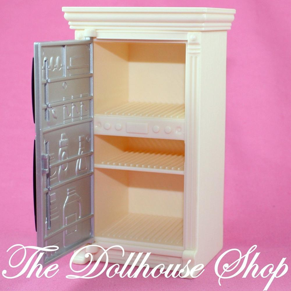 Fisher Price Loving Family Dollhouse White Doll Refrigerator Kitchen Fridge-Toys & Hobbies:Preschool Toys & Pretend Play:Fisher-Price:1963-Now:Dollhouses-Fisher-Price-Dollhouse,Fisher Price,Kitchen,Loving Family,Used,White-The Dollhouse Shop