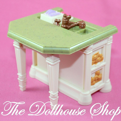 Fisher Price Loving Family Dollhouse White Kitchen Sink Island Counter Table-Toys & Hobbies:Preschool Toys & Pretend Play:Fisher-Price:1963-Now:Dollhouses-Fisher-Price-Dollhouse,Fisher Price,Kitchen,Loving Family,Used-The Dollhouse Shop