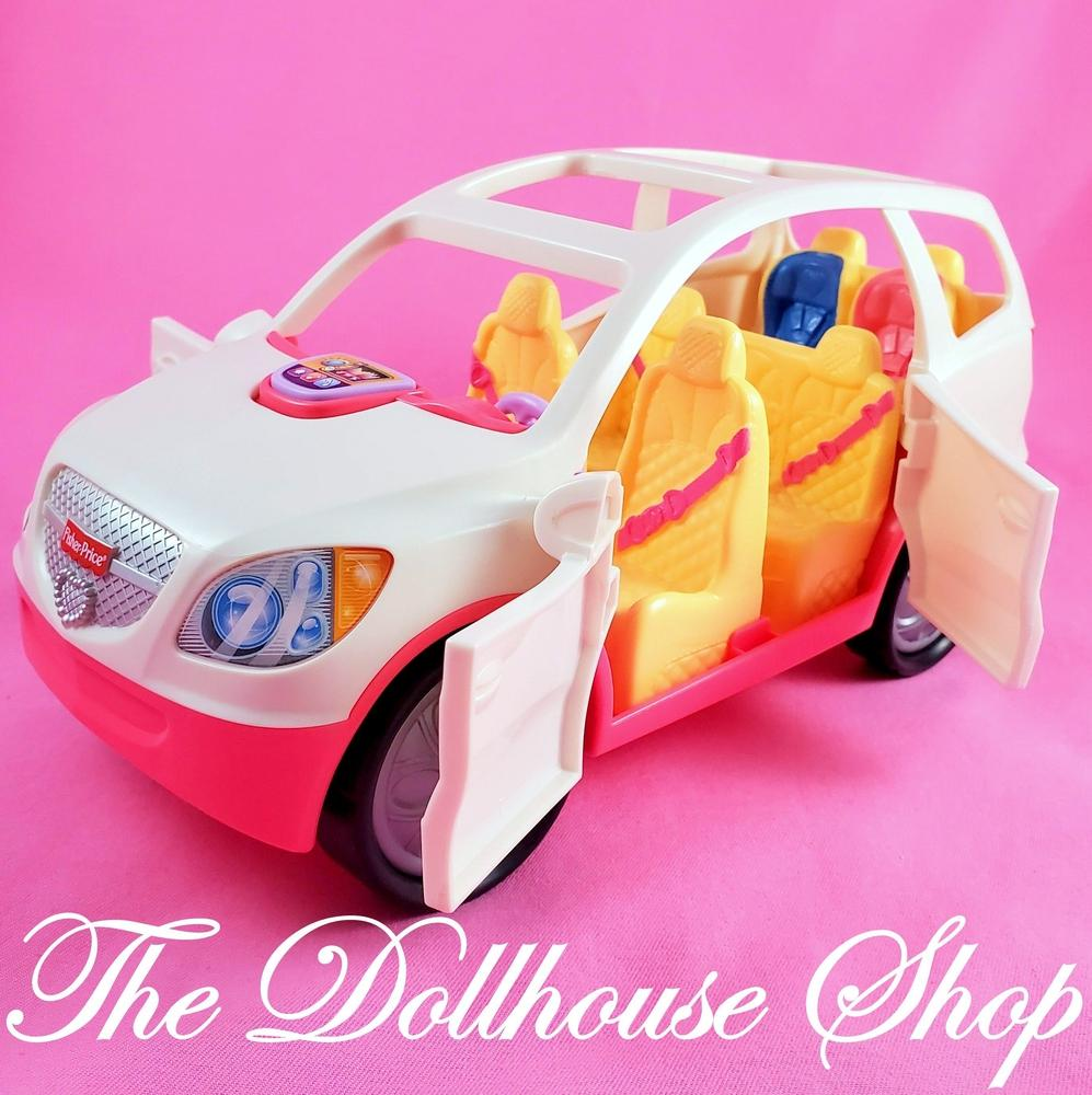Fisher Price Loving Family Dollhouse White Musical Minivan Van SUV Car-Toys & Hobbies:Preschool Toys & Pretend Play:Fisher-Price:1963-Now:Dollhouses-Fisher-Price-Cars Vans & Campers,Dollhouse,Fisher Price,Loving Family,Used-The Dollhouse Shop