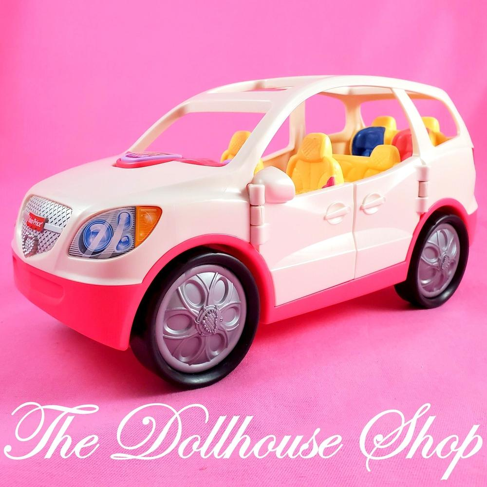 Fisher Price Loving Family Dollhouse White Musical Minivan Van SUV Car-Toys & Hobbies:Preschool Toys & Pretend Play:Fisher-Price:1963-Now:Dollhouses-Fisher-Price-Cars Vans & Campers,Dollhouse,Fisher Price,Loving Family,Used-The Dollhouse Shop