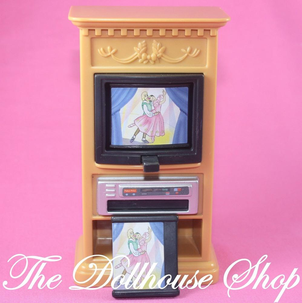 Fisher Price Loving Family Dollhouse Winnie Pooh Flip TV Television 3 Videos DVD-Toys & Hobbies:Preschool Toys & Pretend Play:Fisher-Price:1963-Now:Dollhouses-Fisher-Price-Dollhouse,Dream Dollhouse,Fisher Price,Living Room,Loving Family,Used-The Dollhouse Shop