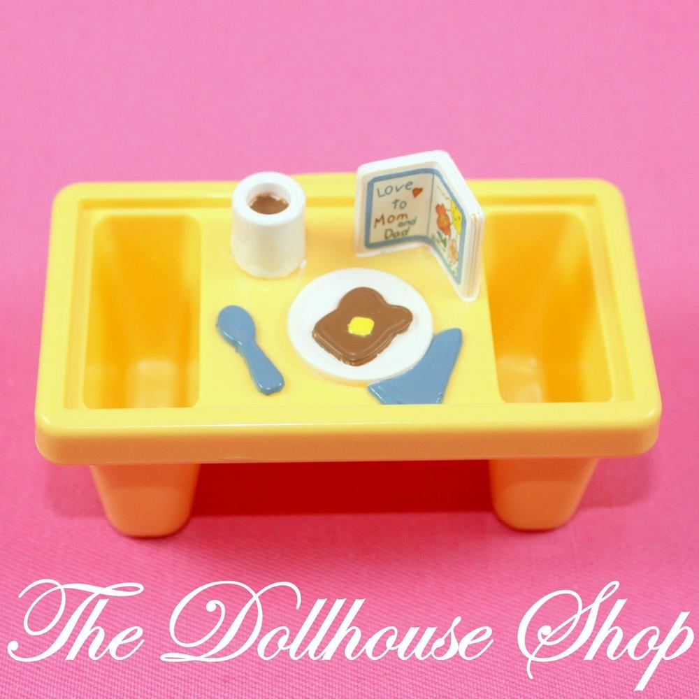 Fisher Price Loving Family Dollhouse Yellow Breakfast In Bed Food Tray Kitchen-Toys & Hobbies:Preschool Toys & Pretend Play:Fisher-Price:1963-Now:Dollhouses-Fisher-Price-Bedroom,Dollhouse,Fisher Price,Food Accessories,Loving Family,Used-The Dollhouse Shop