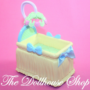 Fisher Price Loving Family Dollhouse Yellow Doll Crib Cradle Nursery Holidays-Toys & Hobbies:Preschool Toys & Pretend Play:Fisher-Price:1963-Now:Dollhouses-Fisher-Price-Baby,Cribs & Cradles,Dollhouse,Fisher Price,Home for the Holidays,Home for the Holidays Dollhouse,Loving Family,Nursery Room,Used,Yellow-The Dollhouse Shop