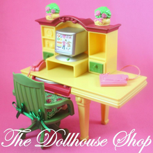 Fisher Price Loving Family Dollhouse Yellow Office Computer Desk Green Chair-Toys & Hobbies:Preschool Toys & Pretend Play:Fisher-Price:1963-Now:Dollhouses-Fisher-Price-Dollhouse,Fisher Price,Kids Bedroom,Loving Family,Office,Used-The Dollhouse Shop