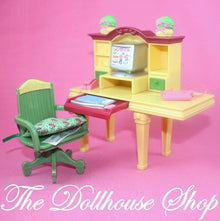 Fisher Price Loving Family Dollhouse Yellow Office Computer Desk Green Chair-Toys & Hobbies:Preschool Toys & Pretend Play:Fisher-Price:1963-Now:Dollhouses-Fisher-Price-Dollhouse,Fisher Price,Kids Bedroom,Living Room,Loving Family,Office,Used-Fisher Price Loving Family Dollhouse Yellow Desk with swivel chair, keyboard, phone & clipboard. Perfect for play! Shop now at The Dollhouse Shop!-The Dollhouse Shop