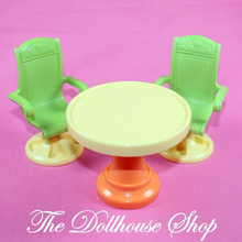 Fisher Price Loving Family Dollhouse Yellow Orange Cabana Table 2 Green Chairs-Toys & Hobbies:Preschool Toys & Pretend Play:Fisher-Price:1963-Now:Dollhouses-Fisher-Price-Backyard Fun,Chairs,Dollhouse,Fisher Price,Loving Family,Outdoor Furniture,Tables,Used-The Dollhouse Shop