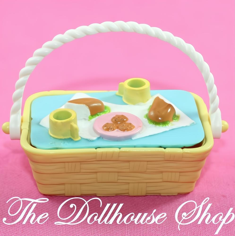 Fisher Price Loving Family Dollhouse Yellow Picnic Basket Set Doll Food Kitchen-The Dollhouse Shop