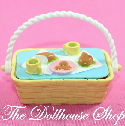 Fisher Price Loving Family Dollhouse Yellow Picnic Basket Set Doll Food Kitchen-Toys & Hobbies:Preschool Toys & Pretend Play:Fisher-Price:1963-Now:Dollhouses-Fisher-Price-Backyard Fun,Dollhouse,Fisher Price,Food Accessories,Hideaway Hollow,Kitchen,Loving Family,Used-The Dollhouse Shop