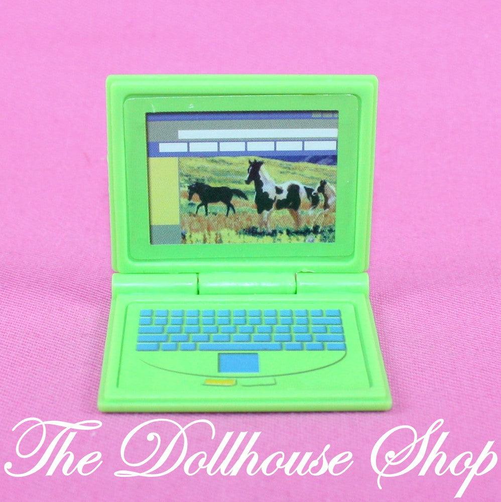 Fisher Price Loving Family Dollhouse green PC Computer Doll Laptop Office-Toys & Hobbies:Preschool Toys & Pretend Play:Fisher-Price:1963-Now:Dollhouses-Fisher-Price-Bedroom,Dollhouse,Fisher Price,Kids Bedroom,Living Room,Loving Family,Office,Used-Fisher Price Loving Family Dollhouse green laptop with horse screen for dollhouse fun. Perfect for pretend play! Find it now at The Dollhouse Shop!-The Dollhouse Shop