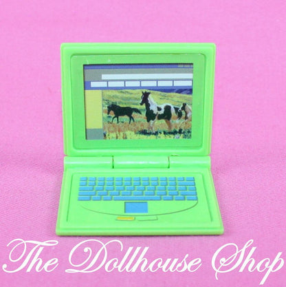 Fisher Price Loving Family Dollhouse green PC Computer Doll Laptop Office-Toys & Hobbies:Preschool Toys & Pretend Play:Fisher-Price:1963-Now:Dollhouses-Fisher-Price-Bedroom,Dollhouse,Fisher Price,Kids Bedroom,Living Room,Loving Family,Office,Used-Fisher Price Loving Family Dollhouse green laptop with horse screen for dollhouse fun. Perfect for pretend play! Find it now at The Dollhouse Shop!-The Dollhouse Shop