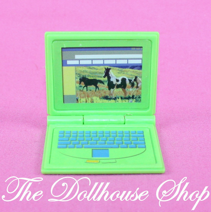 Fisher Price Loving Family Dollhouse green PC Computer Doll Laptop Office-Toys & Hobbies:Preschool Toys & Pretend Play:Fisher-Price:1963-Now:Dollhouses-Fisher-Price-Dollhouse,Fisher Price,Kids Bedroom,Living Room,Loving Family,Office,Used-The Dollhouse Shop