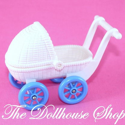 Fisher Price Loving Family Dream Doll house White Baby Pram Stroller Carriage-Toys & Hobbies:Preschool Toys & Pretend Play:Fisher-Price:1963-Now:Dollhouses-Fisher-Price-Dollhouse,Dream Dollhouse,Fisher Price,Loving Family,Nursery Room,Used-The Dollhouse Shop