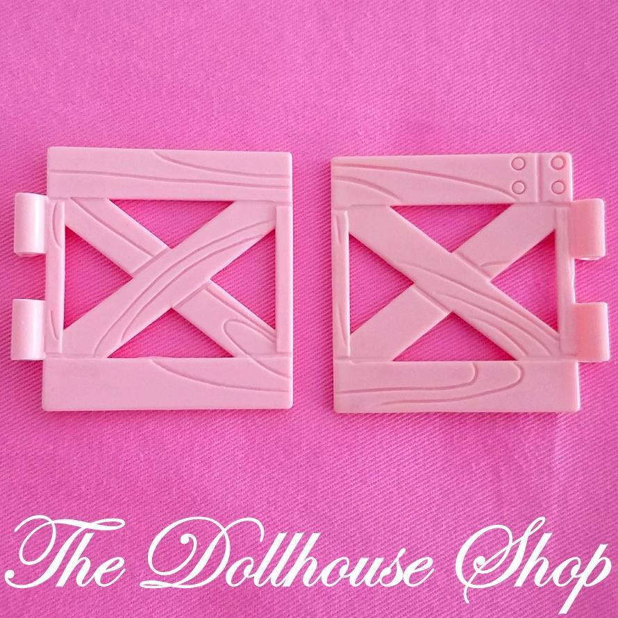 Fisher Price Loving Family Dream Dollhouse 2 Pink Horse Pony Stable Gates Fences-Toys & Hobbies:Preschool Toys & Pretend Play:Fisher-Price:1963-Now:Dollhouses-Fisher-Price-Dollhouse,Dream Dollhouse,Fisher Price,Horses & Stables,Loving Family,Outdoor Furniture,Pink,Used-The Dollhouse Shop