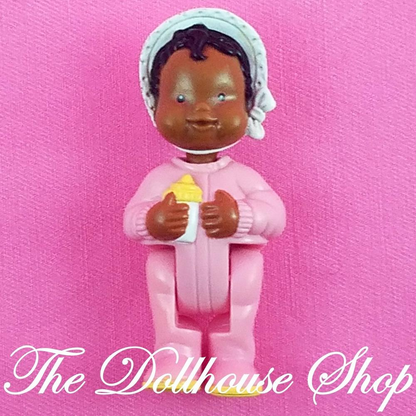 Fisher Price Loving Family Dream Dollhouse African American Pink Baby Girl Doll-Toys & Hobbies:Preschool Toys & Pretend Play:Fisher-Price:1963-Now:Dollhouses-Fisher-Price-African American,Baby,Brown Hair,Dollhouse,Dolls,Dream Dollhouse,Girl Dolls,Loving Family,Nursery Room,Pink,Used-The Dollhouse Shop