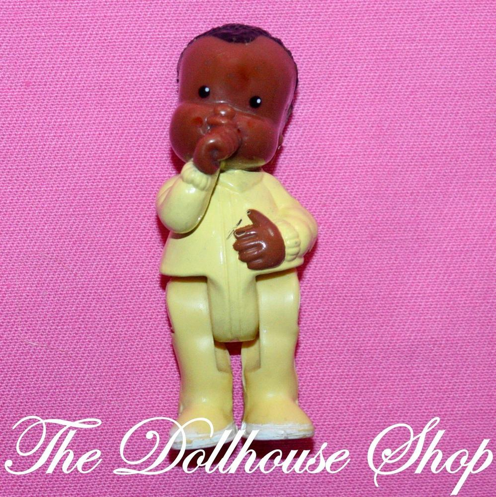 Fisher Price Loving Family Dream Dollhouse African American Yellow Baby Boy Doll-Toys & Hobbies:Preschool Toys & Pretend Play:Fisher-Price:1963-Now:Dollhouses-Fisher-Price-African American,Baby,Boy Dolls,Brown,Dollhouse,Dolls,Dream Dollhouse,Fisher Price,Loving Family,Nursery Room,Used,Yellow-The Dollhouse Shop