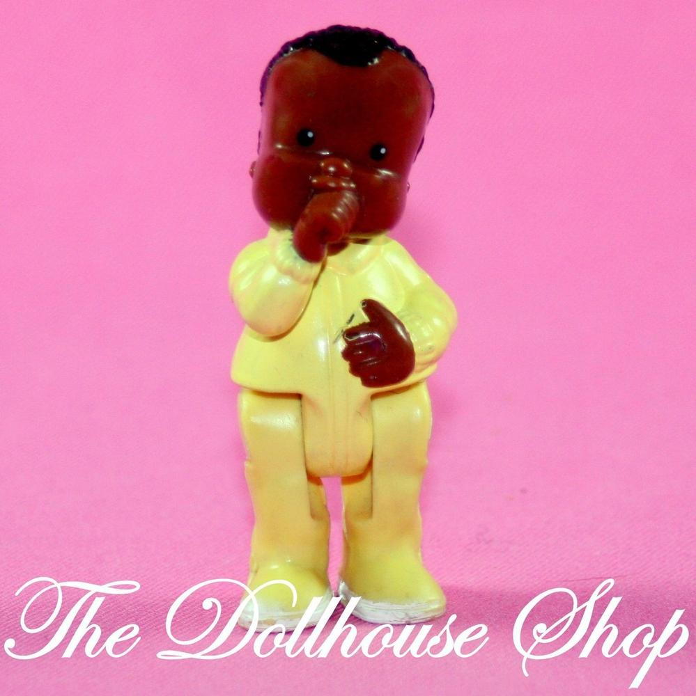 Fisher Price Loving Family Dream Dollhouse African American Yellow Baby Boy Doll-Toys & Hobbies:Preschool Toys & Pretend Play:Fisher-Price:1963-Now:Dollhouses-Fisher-Price-African American,Baby,Boy Dolls,Brown,Dollhouse,Dolls,Dream Dollhouse,Fisher Price,Loving Family,Nursery Room,Used,Yellow-The Dollhouse Shop
