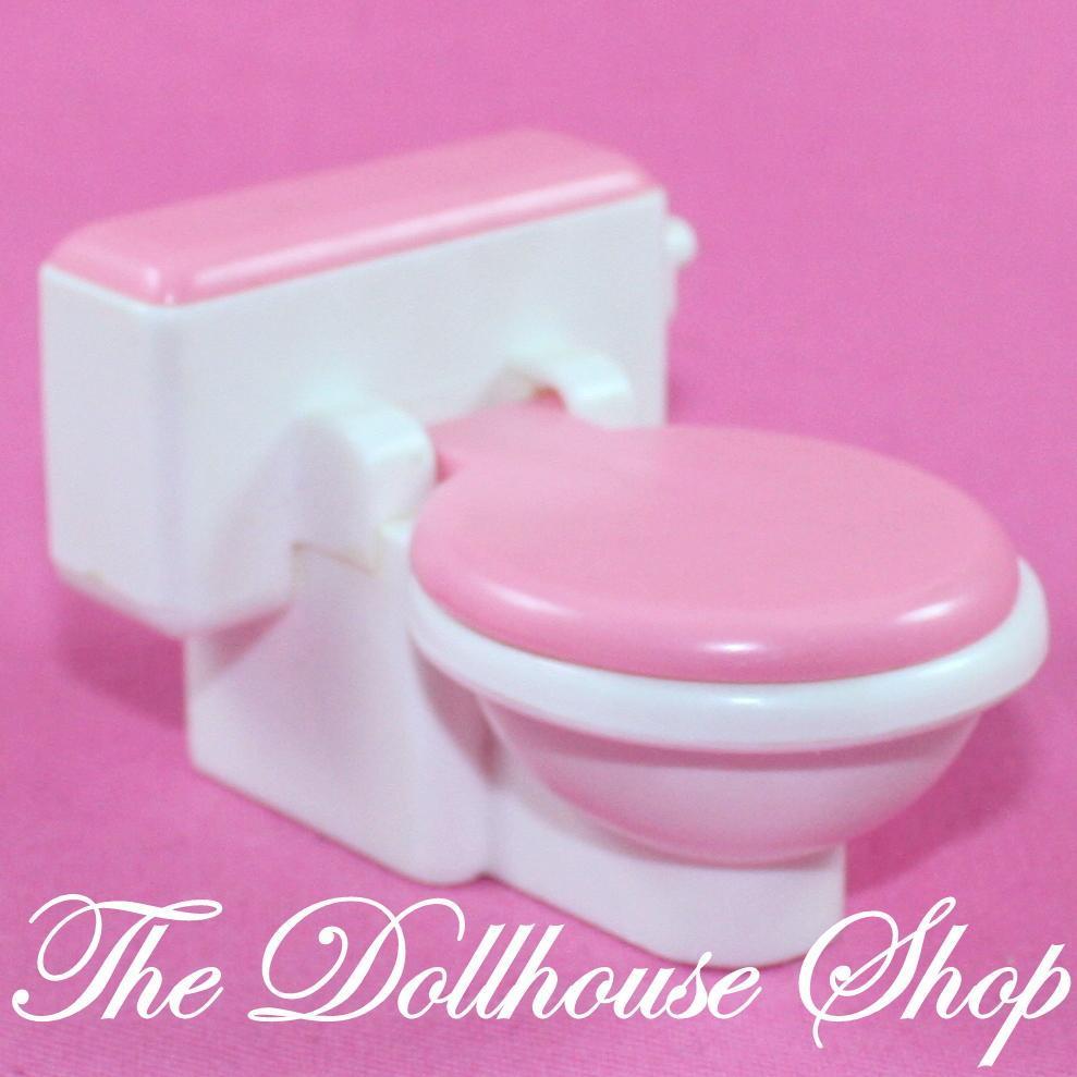 Fisher Price Loving Family Dream Dollhouse Bathroom White Toilet Pink Lid-Toys & Hobbies:Preschool Toys & Pretend Play:Fisher-Price:1963-Now:Dollhouses-Fisher-Price-Bathroom,Bathroom & Laundry Room,Dollhouse,Dream Dollhouse,Fisher Price,Loving Family,Used-Fisher Price Loving Family Dream Dollhouse toilet with pink lid opens and closes! Perfect for doll play. Find it now at The Dollhouse Shop!-The Dollhouse Shop