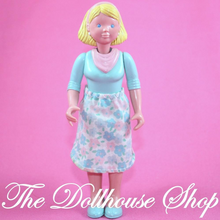 Fisher Price Loving Family Dream Dollhouse Blonde Mom doll blue floral skirt-Toys & Hobbies:Preschool Toys & Pretend Play:Fisher-Price:1963-Now:Dollhouses-Fisher-Price-Blonde Hair,Blue,Dollhouse,Dolls,Dream Dollhouse,Fisher Price,Loving Family,Mother,Used-The Dollhouse Shop