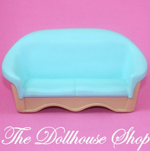 Fisher Price Loving Family Dream Dollhouse Blue Aqua Sofa Seat-Toys & Hobbies:Preschool Toys & Pretend Play:Fisher-Price:1963-Now:Dollhouses-Fisher-Price-Blue,Chairs,Dollhouse,Dream Dollhouse,Fisher Price,Living Room,Loving Family,Used-The Dollhouse Shop