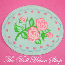 Fisher Price Loving Family Dream Dollhouse Blue Floral Oval Floor Rug Mat Carpet-Toys & Hobbies:Preschool Toys & Pretend Play:Fisher-Price:1963-Now:Dollhouses-Fisher-Price-Blankets & Rugs,Dollhouse,Dream Dollhouse,Fisher Price,Living Room,Loving Family,Soft Furnishings,Used-Fisher Price Loving Family Dream Dollhouse Blue Oval Rug with rose design. Perfect for pretend play! Find it now at The Dollhouse Shop!-The Dollhouse Shop
