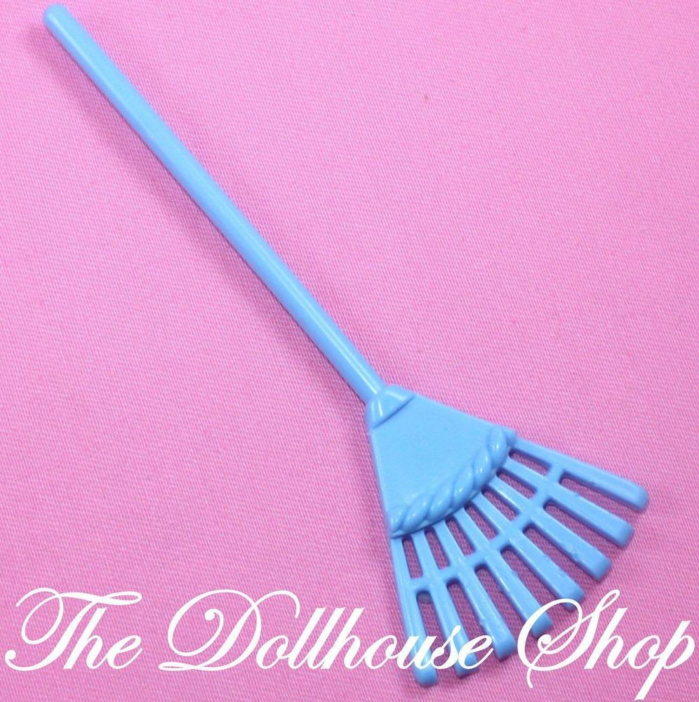Fisher Price Loving Family Dream Dollhouse Blue Garden Rake Seasonal Set-Toys & Hobbies:Preschool Toys & Pretend Play:Fisher-Price:1963-Now:Dollhouses-Fisher-Price-Backyard Fun,Dollhouse,Dream Dollhouse,Fisher Price,Holidays & Seasonal,Loving Family,Outdoor Furniture,Used-The Dollhouse Shop