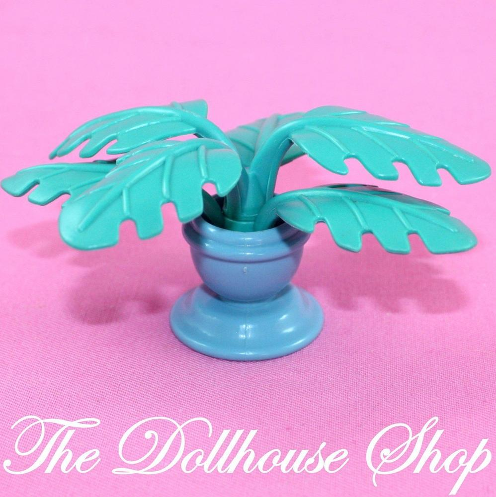 Fisher Price Loving Family Dream Dollhouse Blue Potted Plant Vase Flower Pot-Toys & Hobbies:Preschool Toys & Pretend Play:Fisher-Price:1963-Now:Dollhouses-Fisher-Price-Dollhouse,Dream Dollhouse,Fisher Price,Loving Family,Plants and Vases,Used-The Dollhouse Shop