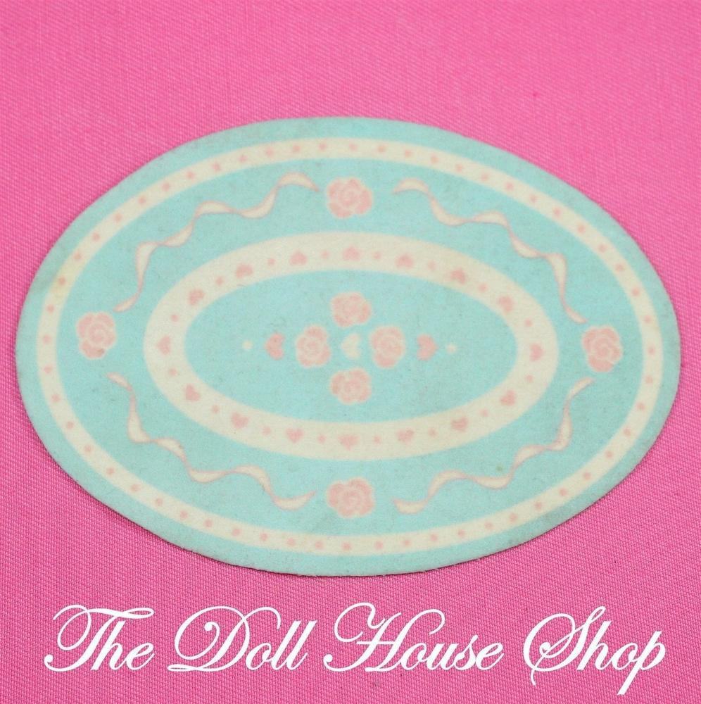 Fisher Price Loving Family Dream Dollhouse Blue White Area Floor Rug Mat Carpet-Toys & Hobbies:Preschool Toys & Pretend Play:Fisher-Price:1963-Now:Dollhouses-Fisher-Price-Blankets & Rugs,Dollhouse,Dream Dollhouse,Fisher Price,Living Room,Loving Family,Used-The Dollhouse Shop