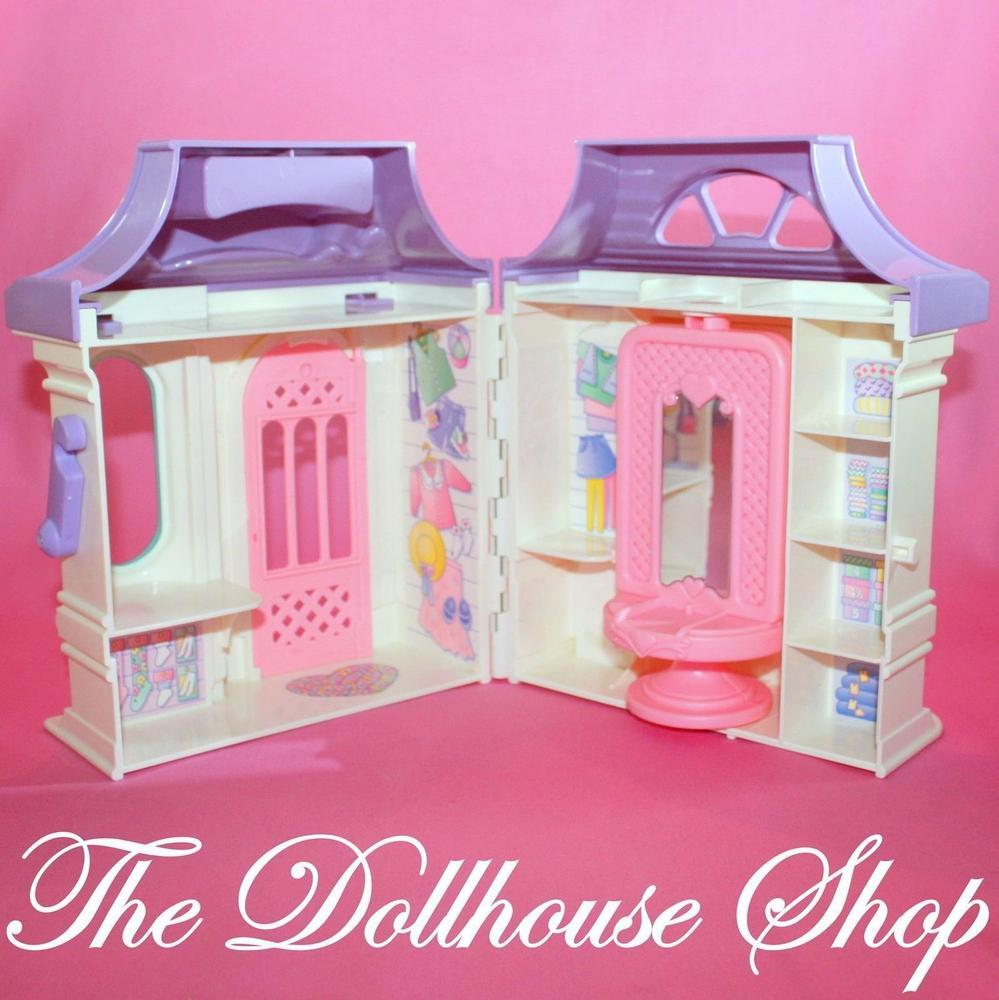 Fisher Price Loving Family Dream Dollhouse Dolls Dress Shop Purple Roof Store-Toys & Hobbies:Preschool Toys & Pretend Play:Fisher-Price:1963-Now:Dollhouses-Fisher-Price-Doll Dress Ups,Dollhouse,Dream Dollhouse,Dress Shop and Pet Shop Set,Fisher Price,Loving Family,Used-The Dollhouse Shop