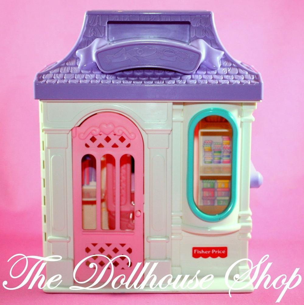 Fisher Price Loving Family Dream Dollhouse Dolls Dress Shop Purple Roof Store-Toys & Hobbies:Preschool Toys & Pretend Play:Fisher-Price:1963-Now:Dollhouses-Fisher-Price-Doll Dress Ups,Dollhouse,Dream Dollhouse,Dress Shop and Pet Shop Set,Fisher Price,Loving Family,Used-The Dollhouse Shop