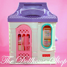 Fisher Price Loving Family Dream Dollhouse Dolls Dress Shop Purple Roof Store-Toys & Hobbies:Preschool Toys & Pretend Play:Fisher-Price:1963-Now:Dollhouses-Fisher-Price-Doll Dress Ups,Dollhouse,Dream Dollhouse,Dress Shop and Pet Shop Set,Fisher Price,Loving Family,Used-The Dollhouse Shop