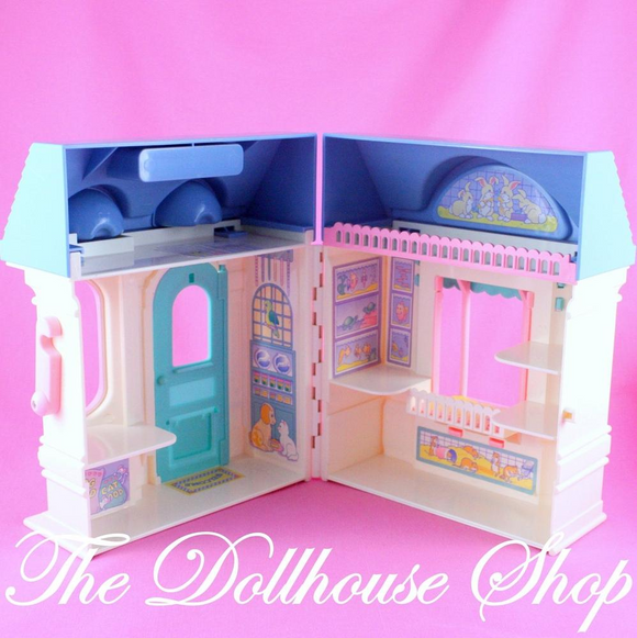 Fisher Price Loving Family Dream Dollhouse Dolls Pet Shop Blue Roof Store-Toys & Hobbies:Preschool Toys & Pretend Play:Fisher-Price:1963-Now:Dollhouses-Fisher-Price-Animal & Pet Accessories,Dollhouse,Dream Dollhouse,Dress Shop and Pet Shop Set,Fisher Price,Loving Family,Used-The Dollhouse Shop