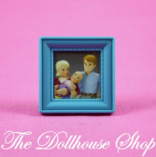 Fisher Price Loving Family Dream Dollhouse Family Photo in Blue Frame-Toys & Hobbies:Preschool Toys & Pretend Play:Fisher-Price:1963-Now:Dollhouses-Fisher-Price-Bedroom,Dollhouse,Dream Dollhouse,Fisher Price,Living Room,Loving Family,Used-The Dollhouse Shop