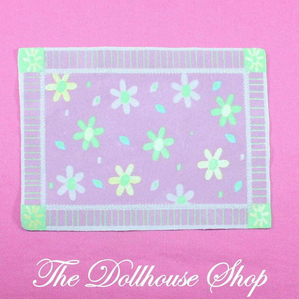 Fisher Price Loving Family Dream Dollhouse Floral Purple Dining Room Rug-Toys & Hobbies:Preschool Toys & Pretend Play:Fisher-Price:1963-Now:Dollhouses-Fisher-Price-Blankets & Rugs,Dollhouse,Fisher Price,Kids Bedroom,Living Room,Loving Family,Parents Bedroom,Used-The Dollhouse Shop