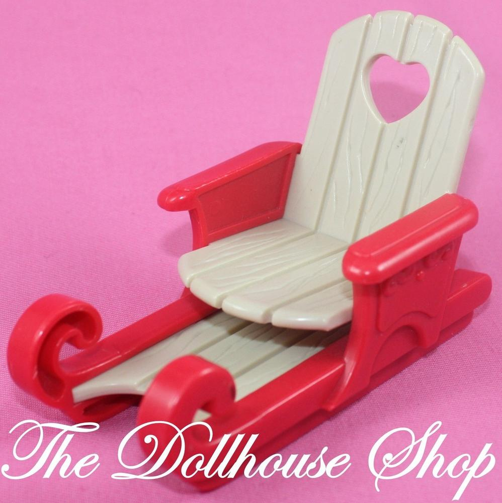 Fisher Price Loving Family Dream Dollhouse Holiday Christmas Santa Sled Sleigh-Toys & Hobbies:Preschool Toys & Pretend Play:Fisher-Price:1963-Now:Dollhouses-Fisher-Price-Chairs,Christmas,Dollhouse,Dream Dollhouse,Fisher Price,Holidays & Seasonal,Loving Family,Used-The Dollhouse Shop