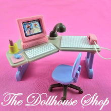 Fisher Price Loving Family Dream Dollhouse Home Office Desk-Toys & Hobbies:Preschool Toys & Pretend Play:Fisher-Price:1963-Now:Dollhouses-Fisher-Price-Dollhouse,Dream Dollhouse,Fisher Price,Living Room,Loving Family,Office,Used-1997 Fisher Price Loving Family Dream Dollhouse Office Desk with flip computer screen, phone, chair. Find it now at The Dollhouse Shop!-The Dollhouse Shop