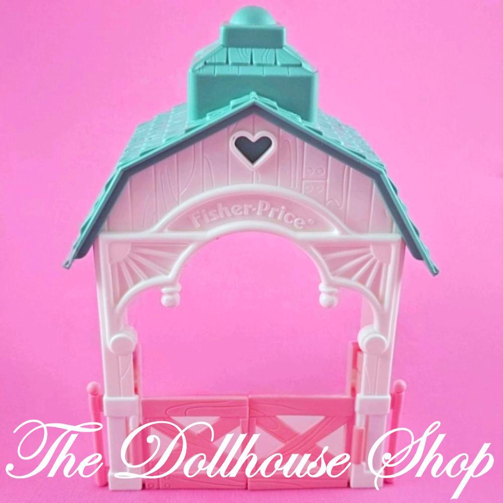 Fisher Price Loving Family Dream Dollhouse Horse Pony white Stable Green roof barn-Toys & Hobbies:Preschool Toys & Pretend Play:Fisher-Price:1963-Now:Dollhouses-Fisher-Price-Dollhouse,Dream Dollhouse,Fisher Price,Horses & Stables,Loving Family,Used-Fisher Price Loving Family Dream Dollhouse Pony Stable with green roof and pink gates. Perfect for ages 3+. Find it now at The Dollhouse Shop!-The Dollhouse Shop