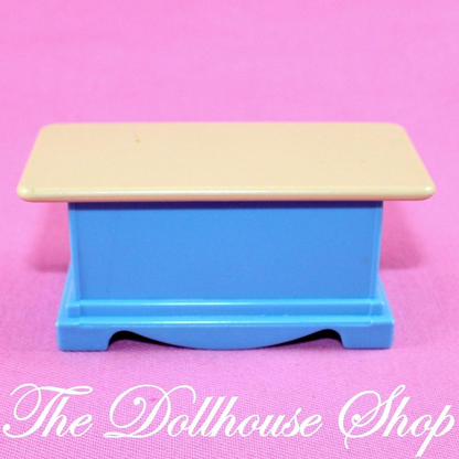 Fisher Price Loving Family Dream Dollhouse Living Room Blue Tan Coffee Table-Toys & Hobbies:Preschool Toys & Pretend Play:Fisher-Price:1963-Now:Dollhouses-Fisher-Price-Dollhouse,Dream Dollhouse,Fisher Price,Lamps & Coffee Tables,Living Room,Loving Family,Nursery Room,Playroom,Tables,Used-The Dollhouse Shop