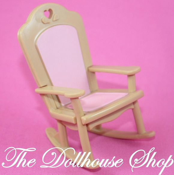 Fisher Price Loving Family Dream Dollhouse Nursery Brown Pink Rocking chair-Toys & Hobbies:Preschool Toys & Pretend Play:Fisher-Price:1963-Now:Dollhouses-Fisher-Price-Brown,Chairs,Dollhouse,Dream Dollhouse,Fisher Price,Living Room,Loving Family,Nursery Room,Parents Bedroom,Used-The Dollhouse Shop