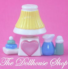 Fisher Price Loving Family Dream Dollhouse Nursery Kids Room Lamp Light-Toys & Hobbies:Preschool Toys & Pretend Play:Fisher-Price:1963-Now:Dollhouses-Fisher-Price-Dollhouse,Dream Dollhouse,Fisher Price,Kids Bedroom,Lamps & Coffee Tables,Loving Family,Nursery Room,Used-Fisher Price Loving Family Dollhouse pretend lamp with yellow lamp shade for your doll's nursery or kids bedroom. Does not light up. Has a sweet pink heart on front. Gently used, pre-owned condition Perfect for Fisher Price Loving family, Drea