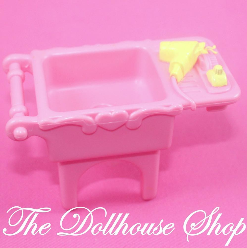 Fisher Price Loving Family Dream Dollhouse Pet Shop Pink Dog Cat Bath Sink-Toys & Hobbies:Preschool Toys & Pretend Play:Fisher-Price:1963-Now:Dollhouses-Fisher-Price-Animal & Pet Accessories,Dollhouse,Dream Dollhouse,Dress Shop and Pet Shop Set,Fisher Price,Loving Family,Used-The Dollhouse Shop